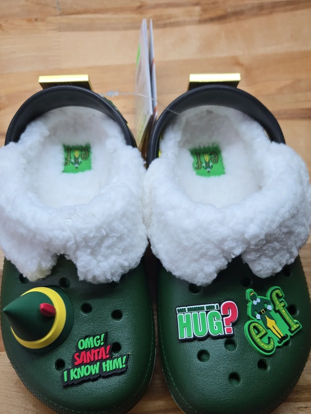 CROCS Kids ELF Faux-Shearling Lined Clogs with Holiday Charms